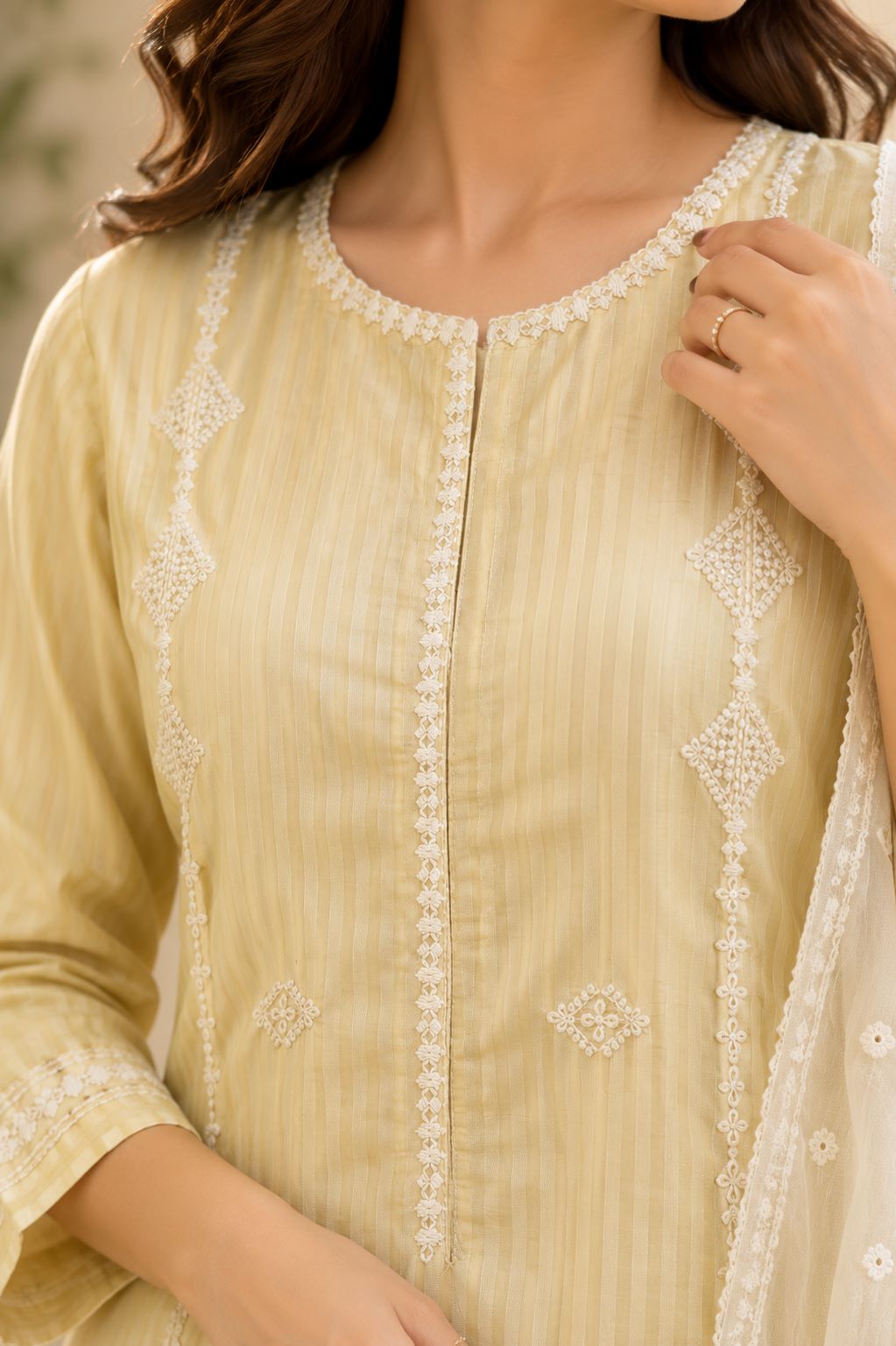 Zoe - Golden Whisper Blended Cotton Suit Set - Image 3
