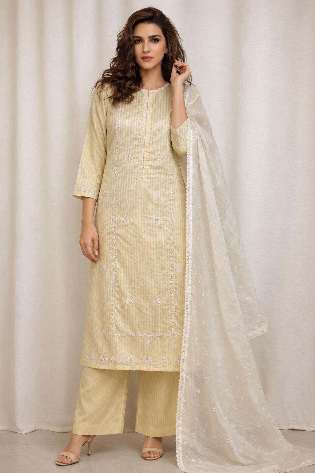 Zoe - Golden Whisper Blended Cotton Suit Set
