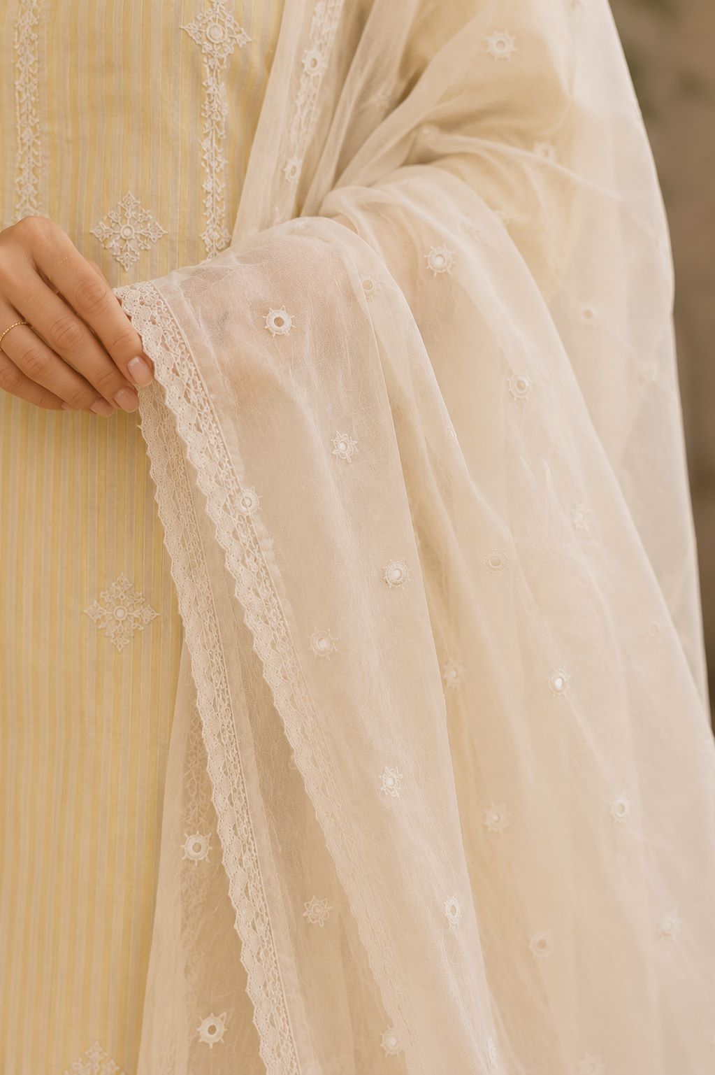 Zoe - Golden Whisper Blended Cotton Suit Set - Image 4