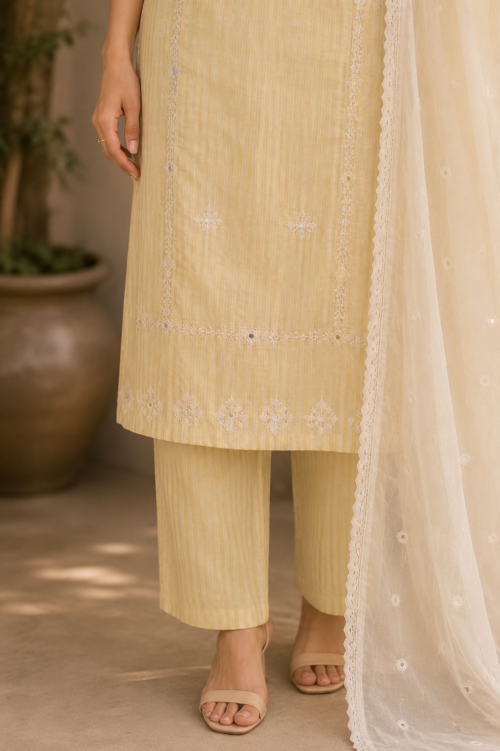 Zoe - Golden Whisper Blended Cotton Suit Set - Image 5