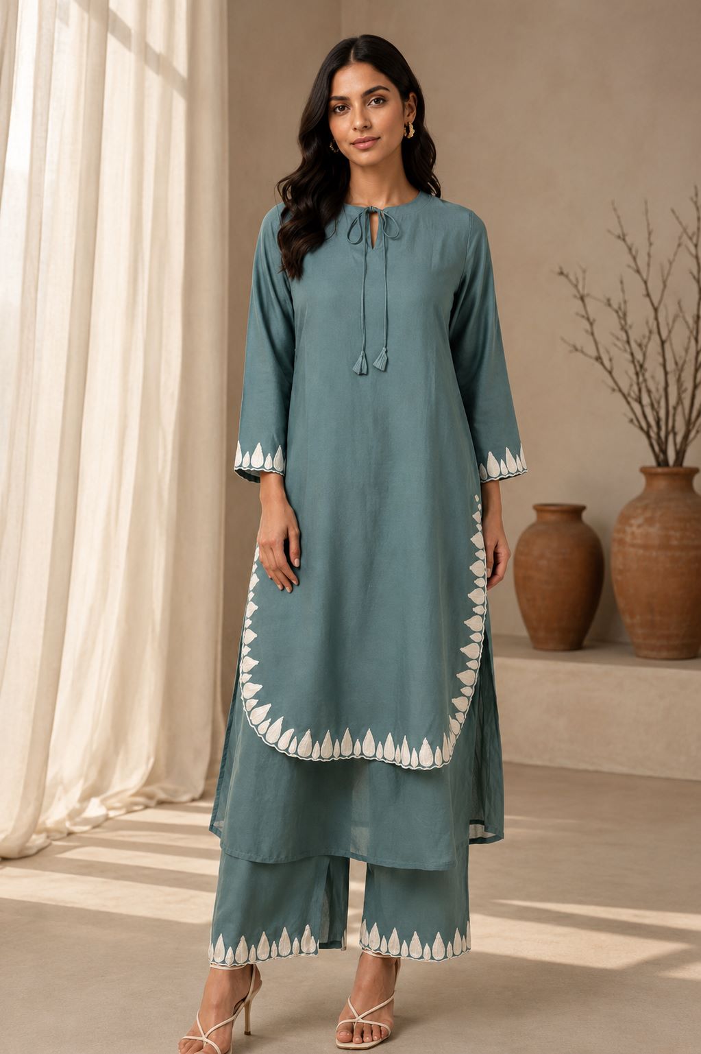 Serah - Dewdrop Cascade Cotton Flex Layered Co-ord Set