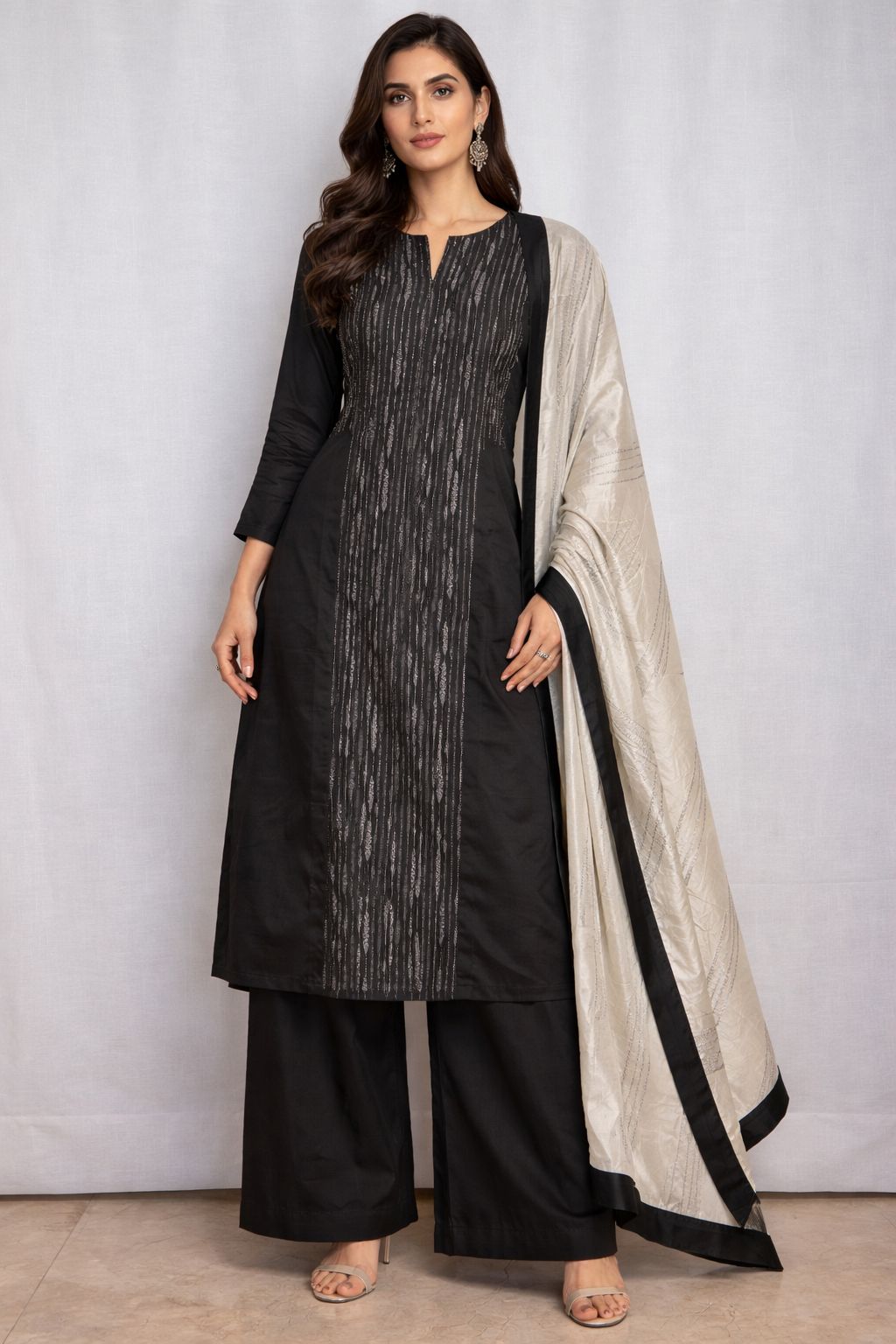 Novera - Monochrome Elegance Blended Linen Suit Set - Image 2