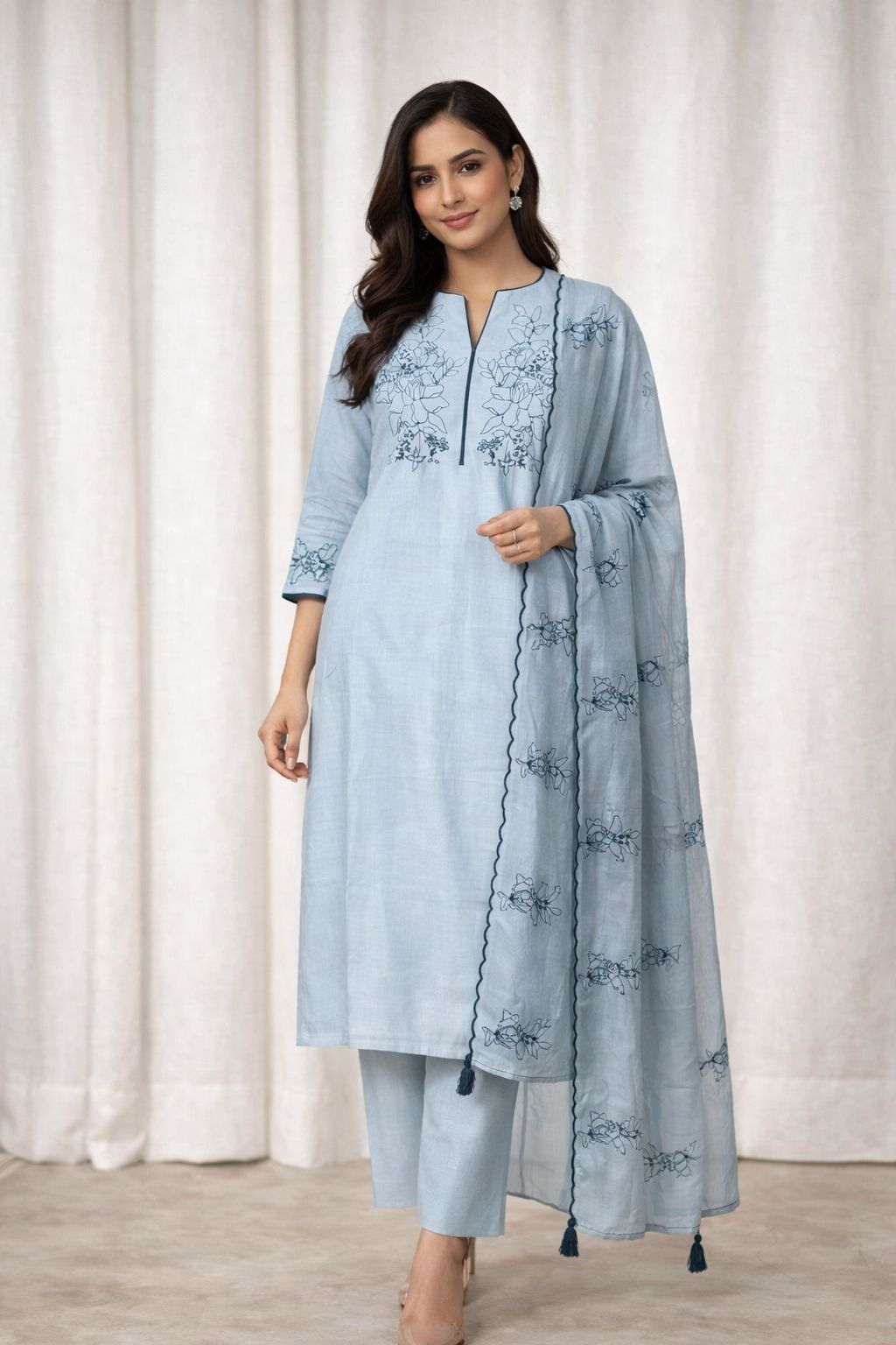 Zoe - Floral Melody PV Silk Suit Set