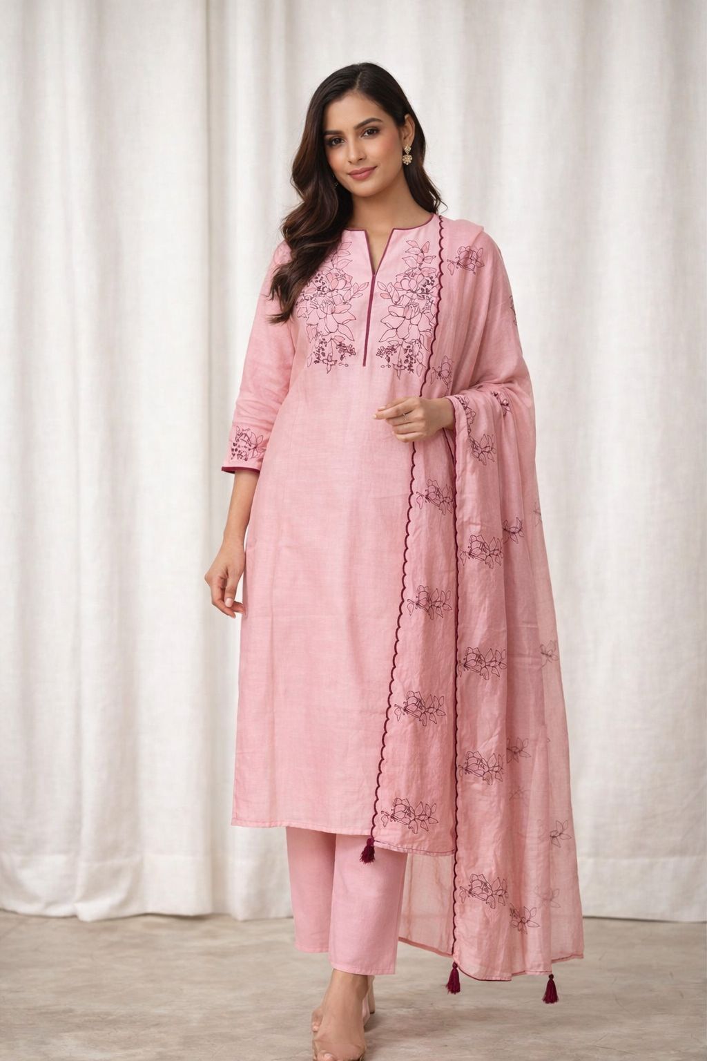 Zoe - Floral Melody PV Silk Suit Set - Image 2