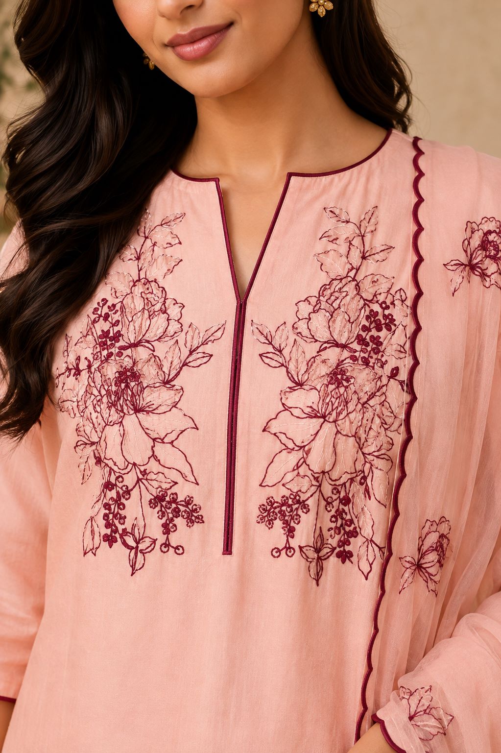 Zoe - Floral Melody PV Silk Suit Set - Image 7