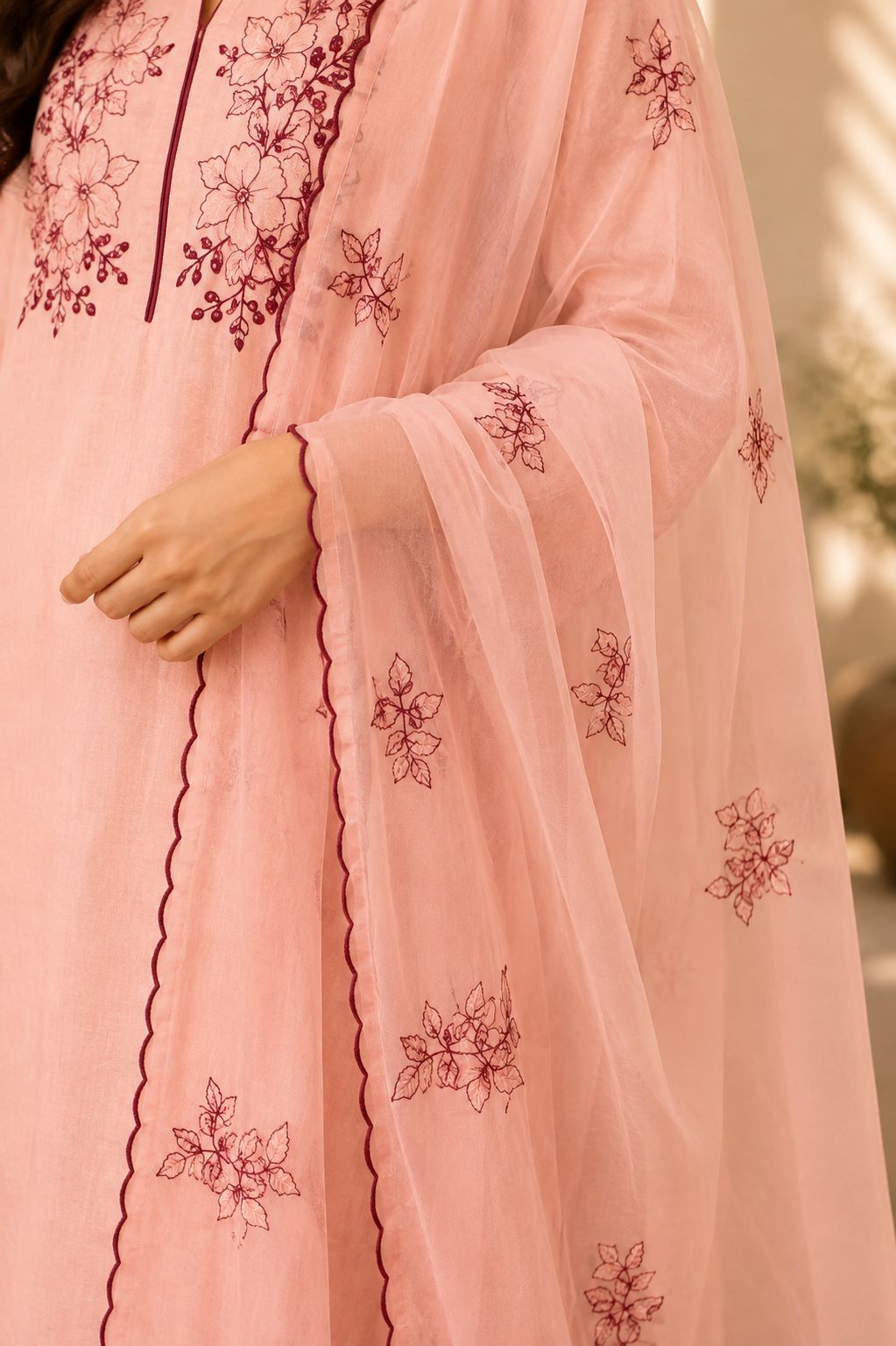 Zoe - Floral Melody PV Silk Suit Set - Image 8