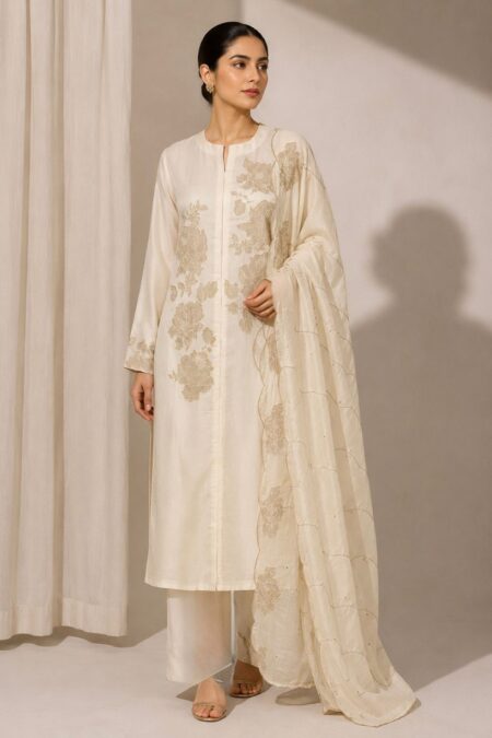 Zoe - Regal Bloom Mul Chanderi Suit Set